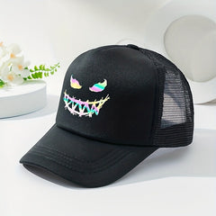 Summer Outdoor Sunshade Mesh Baseball Cap with Ghost Face Print