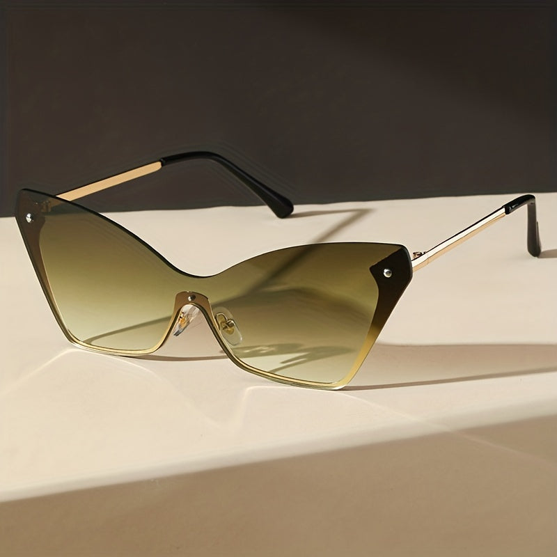 Y2K One Piece Sunglasses Gradient Metal Glasses UV400