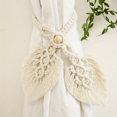 Gray Macrame Tassel Beaded Curtain Tiebacks