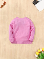 Girls Cartoon Embroidered Long Sleeve Cotton Top