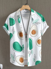 Flamingo Pattern Casual Short Sleeve Hawaiian Shirt for Summer Vacation