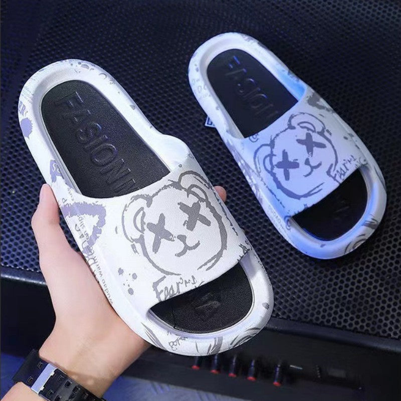 Men's Cartoon Bear Cloud Slides Casual Lightweight Anime Slippers