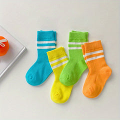 Girls Kids Cotton Blend Stripe Crew Socks for Spring & Summer