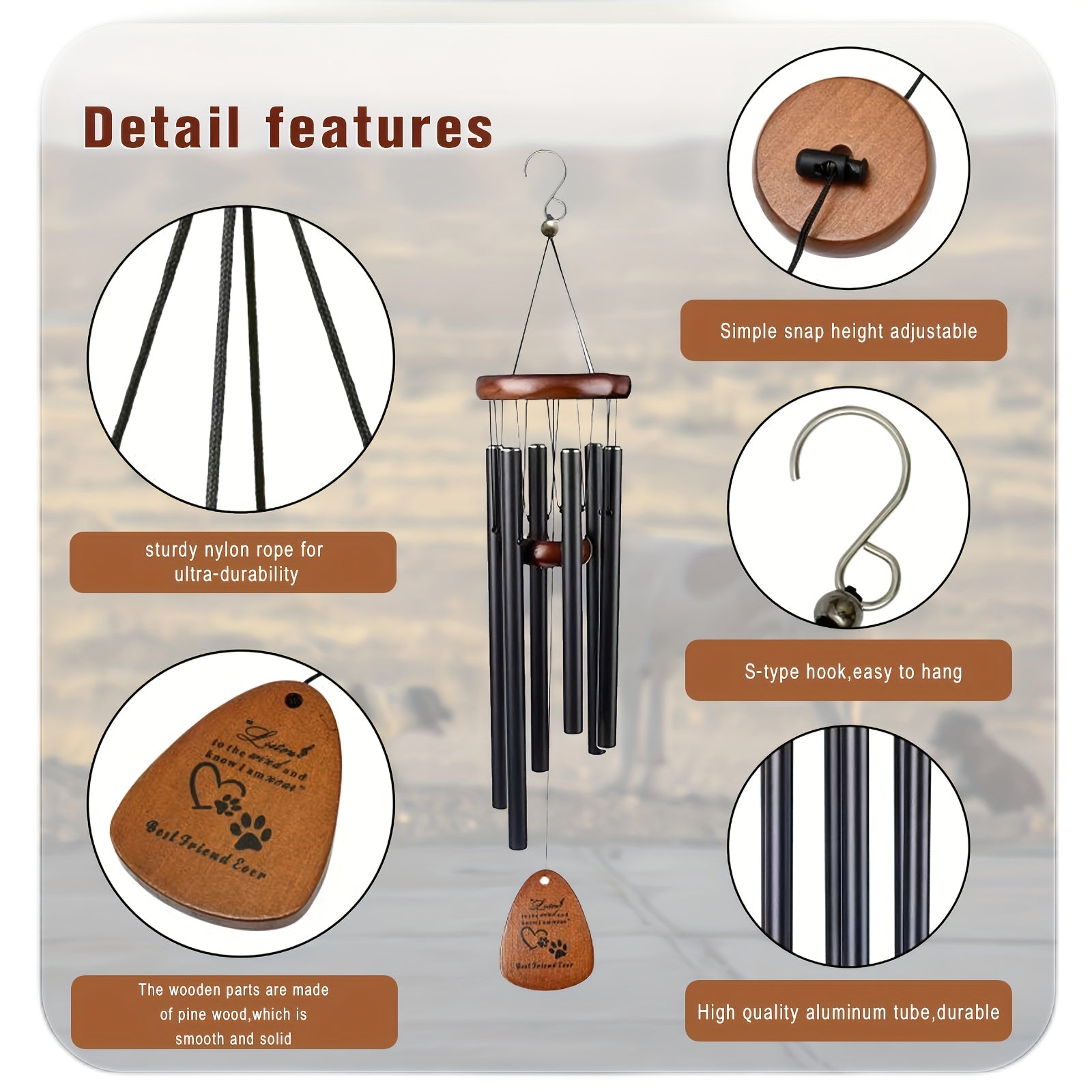 Pet Memorial Wind Chimes - Sympathy Gift for Loss of Beloved Pet