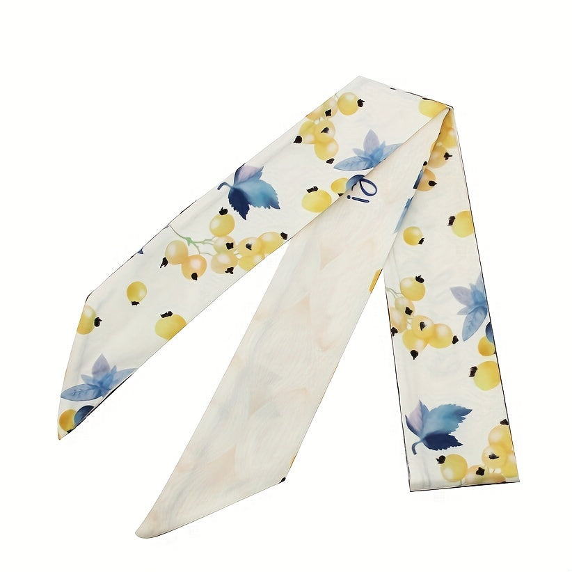 2pcs Yellow Skinny Scarf Long Ribbon Neckerchief Twilly Scarf for Women