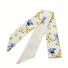 2pcs Yellow Skinny Scarf Long Ribbon Neckerchief Twilly Scarf for Women