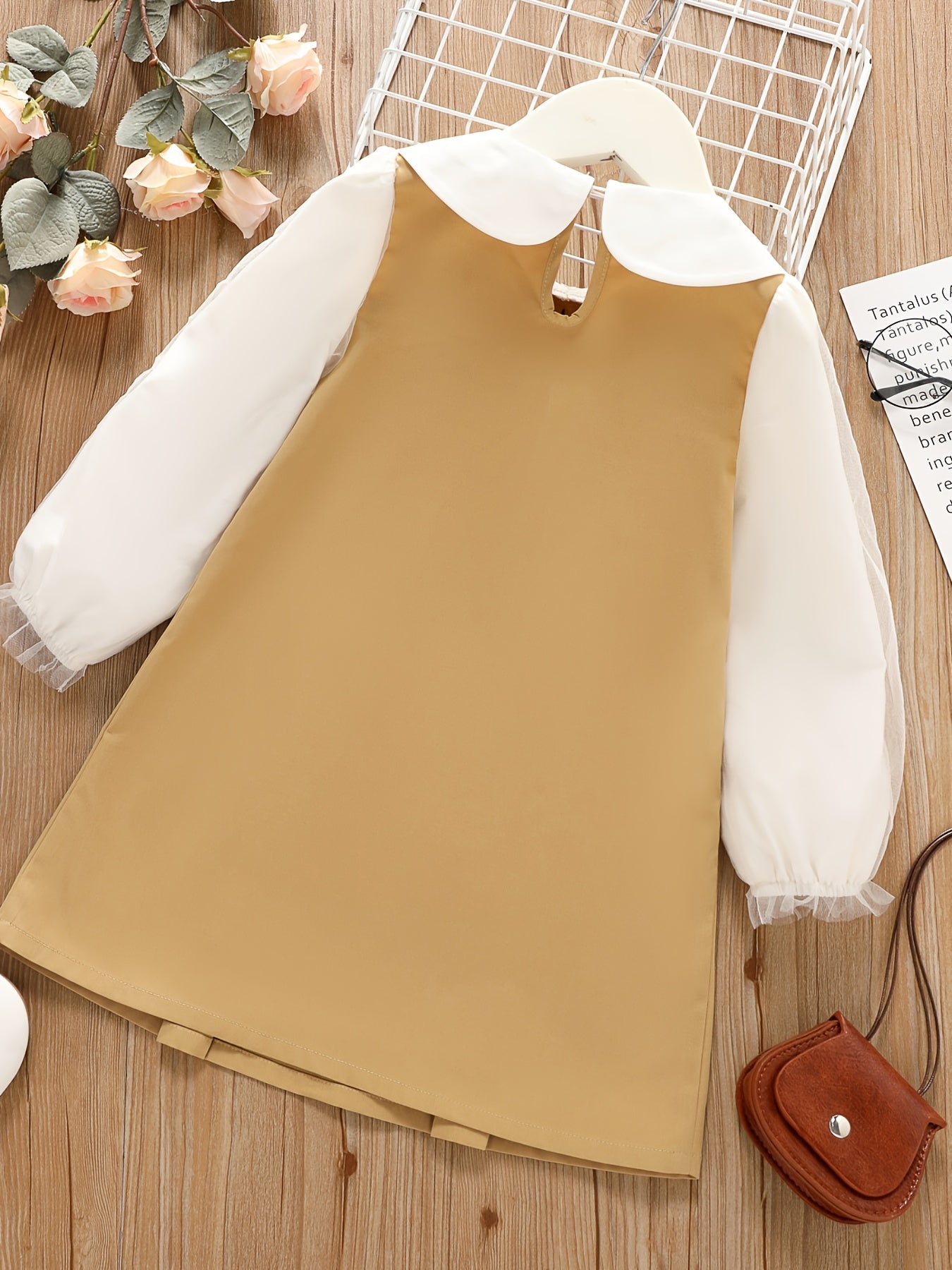 Girls Preppy Double Breasted Lace Dress