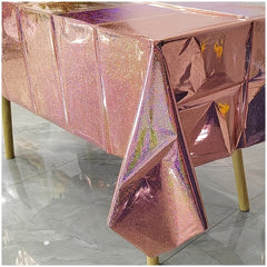 Disposable Laser Rainbow Aluminum Foil Tablecloth for Wedding Celebration