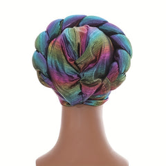 Wine Red Gradient Turban Cap with Bling Braid Vintage Headwear