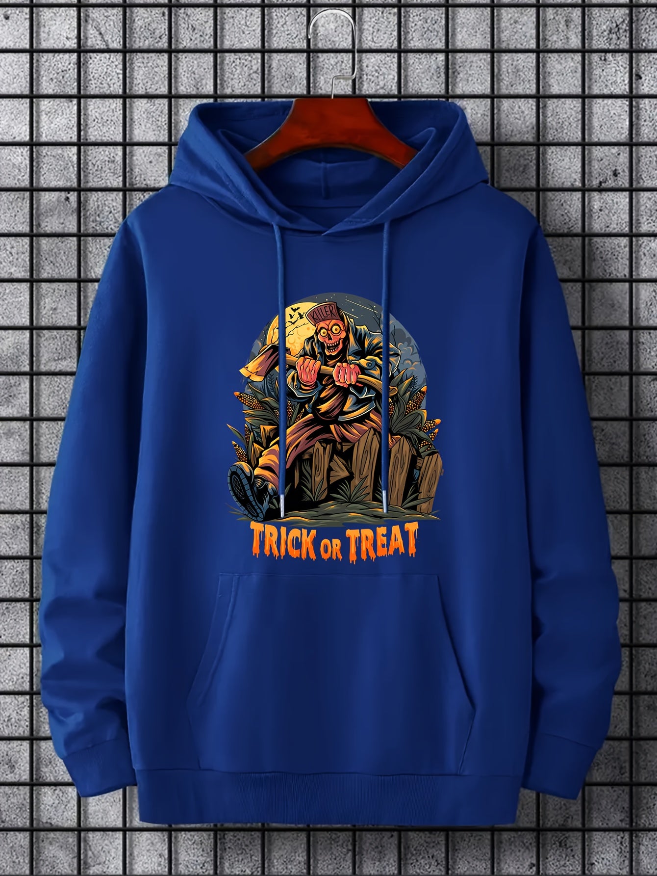 Men's Trick Or Treat Print Hoodie Active Breathable Drawstring