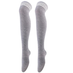 Striped Trim Thigh High Socks Over The Knee Women's Stockings