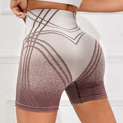 Seamless Hip Lifting Yoga Sports Shorts Wide Waistband Workout Biker Shorts