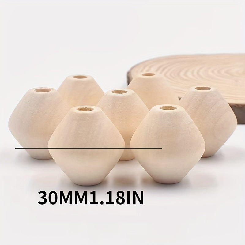 5pcs Large Hole Rhombus Wooden Beads Tassel Bag Accessories