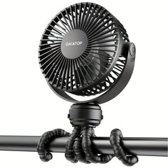 Portable Stroller Fan Clip-On 3 Speed Rechargeable 360 Rotate Handheld Desk Fan