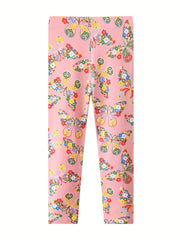Girls Cartoon Leggings Cotton Soft Footless Floral Butterfly Pattern