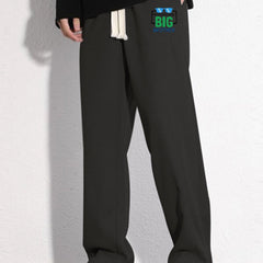 Men's Letter Print Mopping Pants Casual Loose Fit Eyeglasses Pattern Joggers