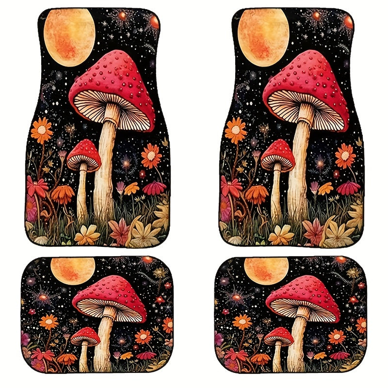 4pcs Colorful Car Floor Mats Non-slip Stain-resistant Front Rear Seat Carpets