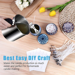 DIY Candle Making Kit Supplies - Pouring Pot, Wicks Holder, Wicks, Sticker