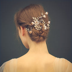 Faux Pearl Flower Hairpin U-Shaped Hair Pin Bridal Wedding Accessories