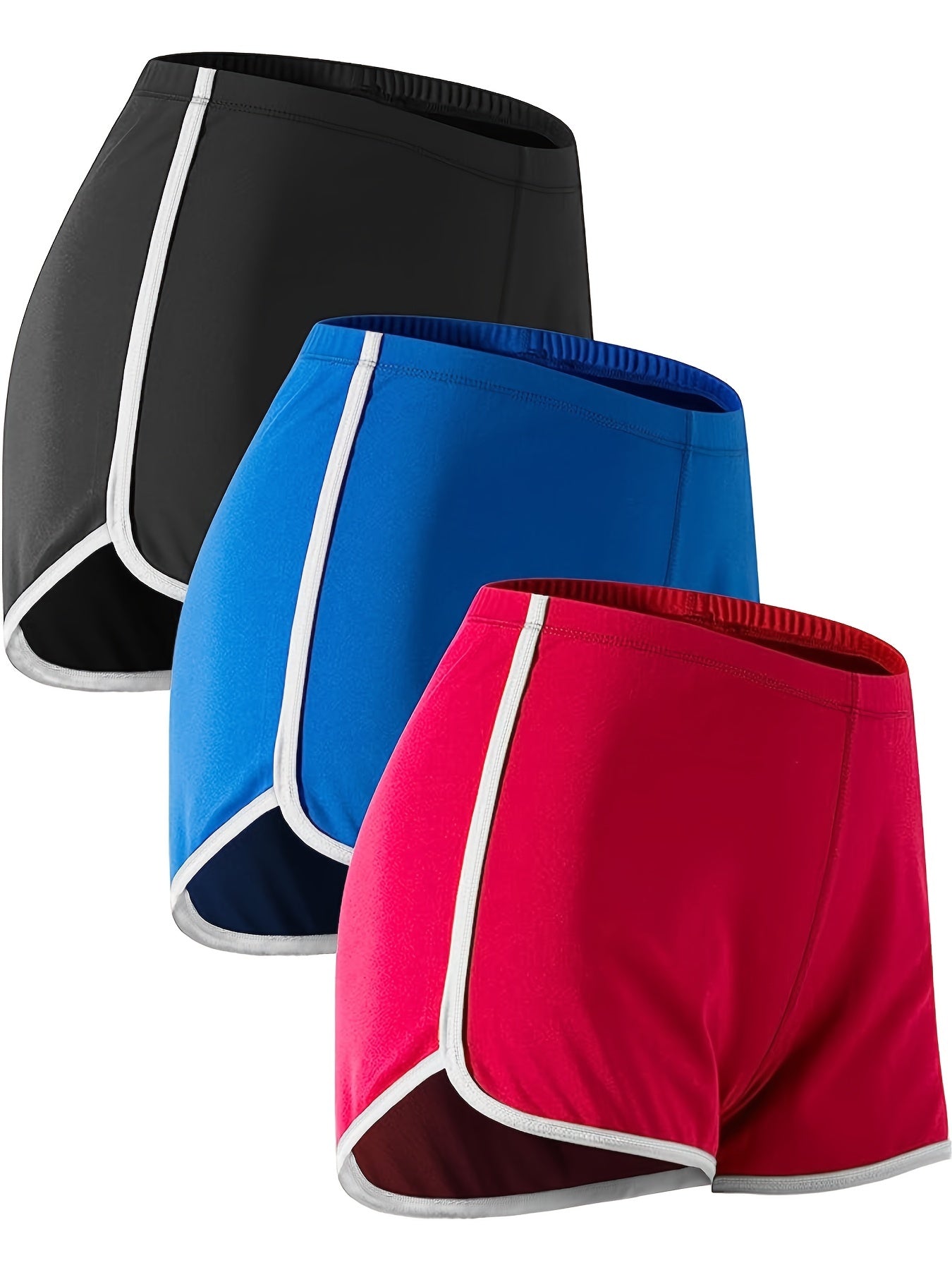 3-Pc Plus Size Sporty Shorts Set Elastic High Rise Booty Shorts