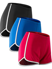 3-Pc Plus Size Sporty Shorts Set Elastic High Rise Booty Shorts