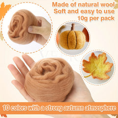 Dark Colors Wool Roving Needle Felting Hand Spinning Yarn 10g Pack