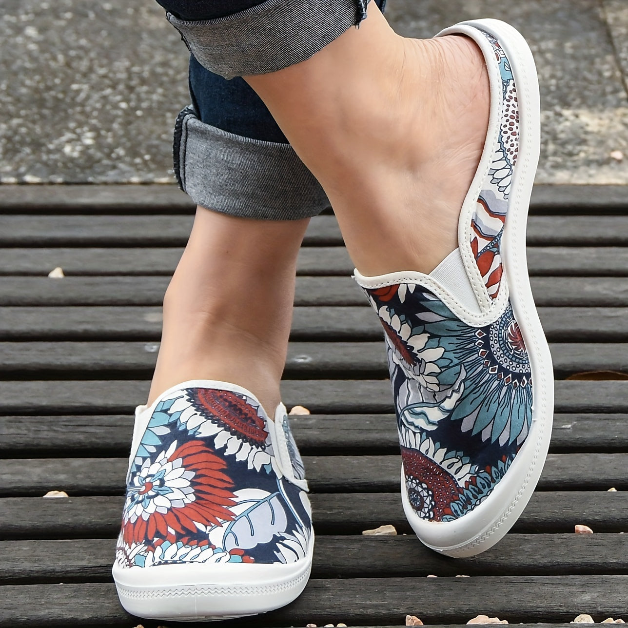Floral Pattern Shallow Mouth Casual Shoes