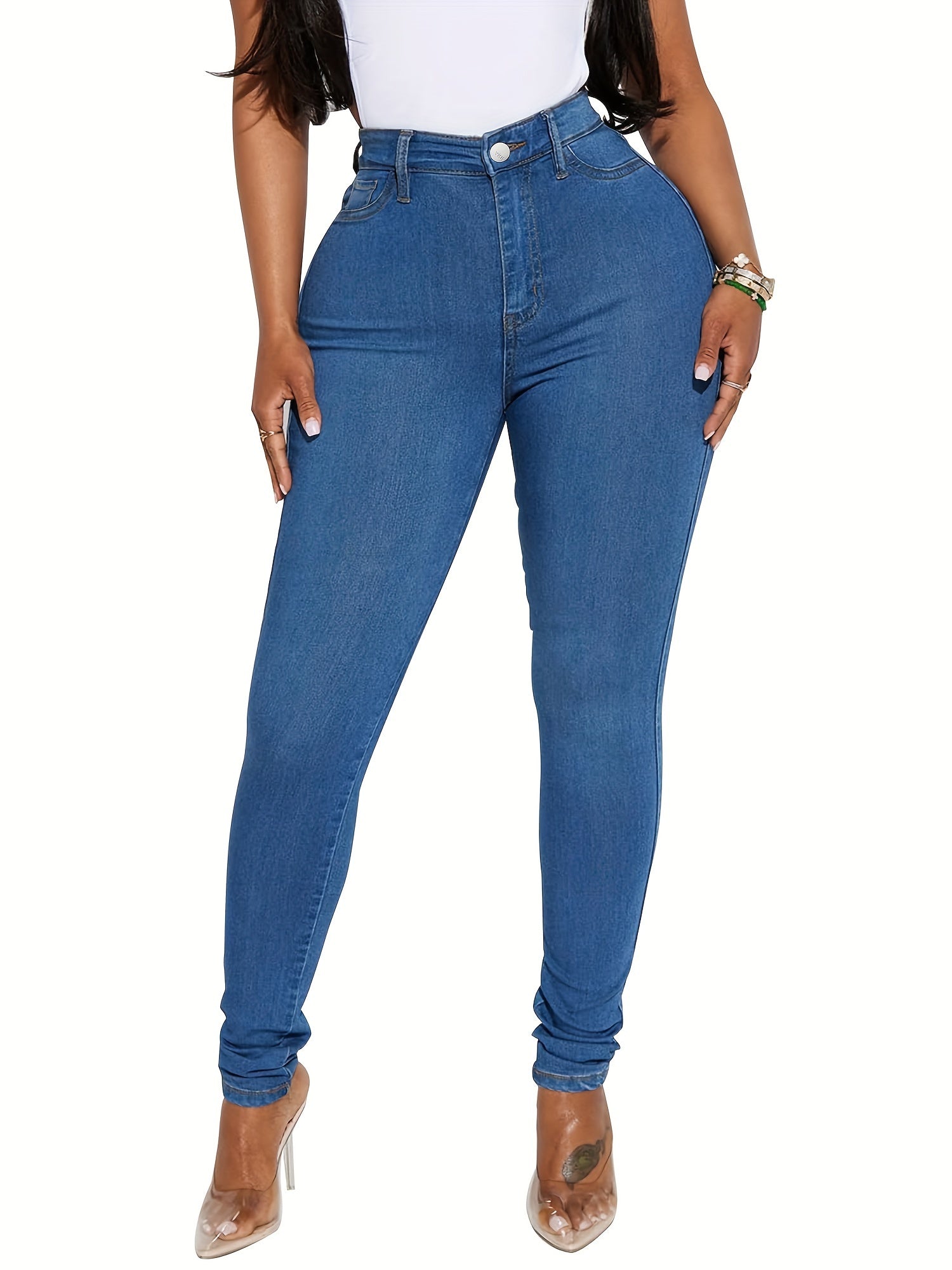 High Stretch Skinny Jeans - Button Fly High Rise