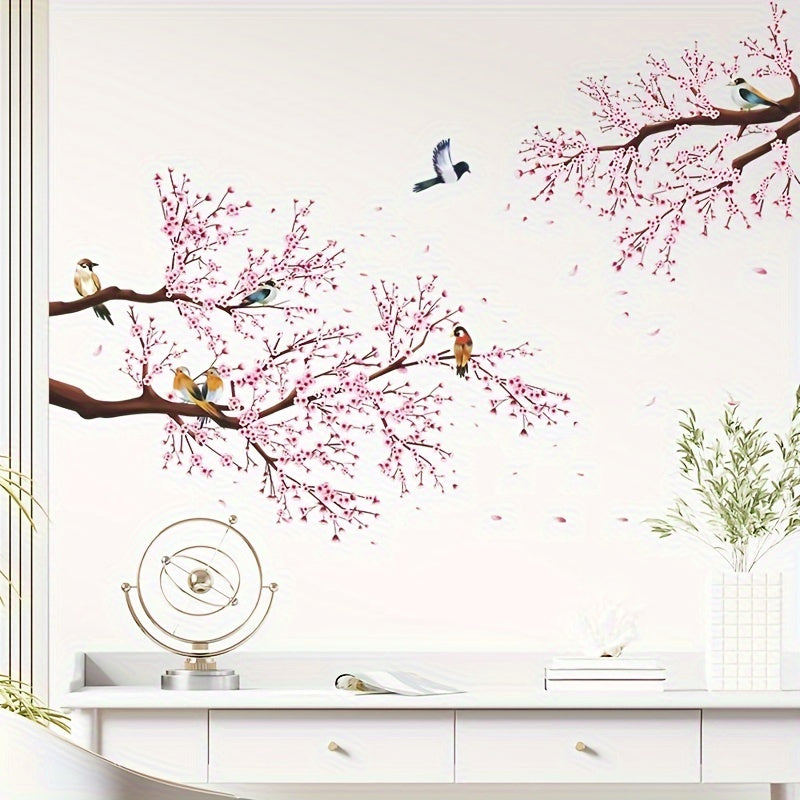 Chinese Plum Wall Stickers Tree Branch Bird Pvc Waterproof Self-Adhesive