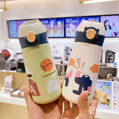 460ml Cartoon Printed Insulated Water Bottle Stainless Steel with Handle
