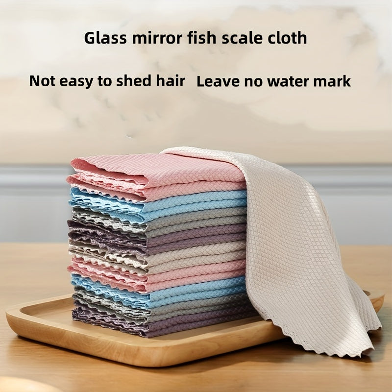 5pcs Fish Scale Glass Wiping Cloth Microfiber Cleaning Towel