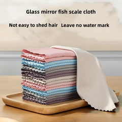 5pcs Fish Scale Glass Wiping Cloth Microfiber Cleaning Towel
