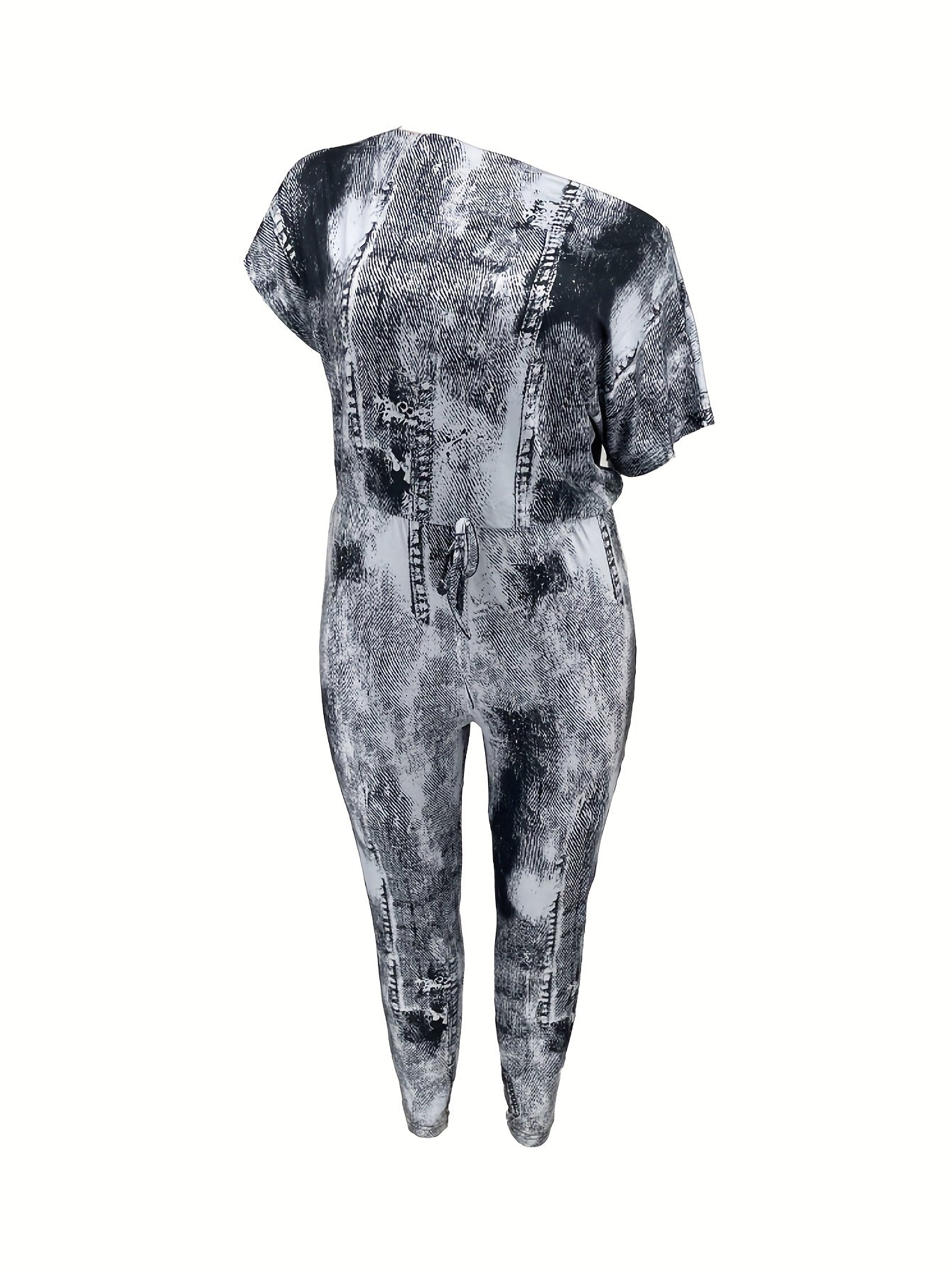 Denim One Shoulder Knot Jumpsuit