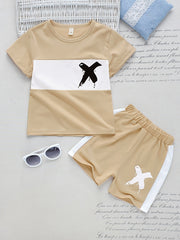 Boys Clock Outfit Shorts & T-shirt Crew Neck Summer Kids Clothes