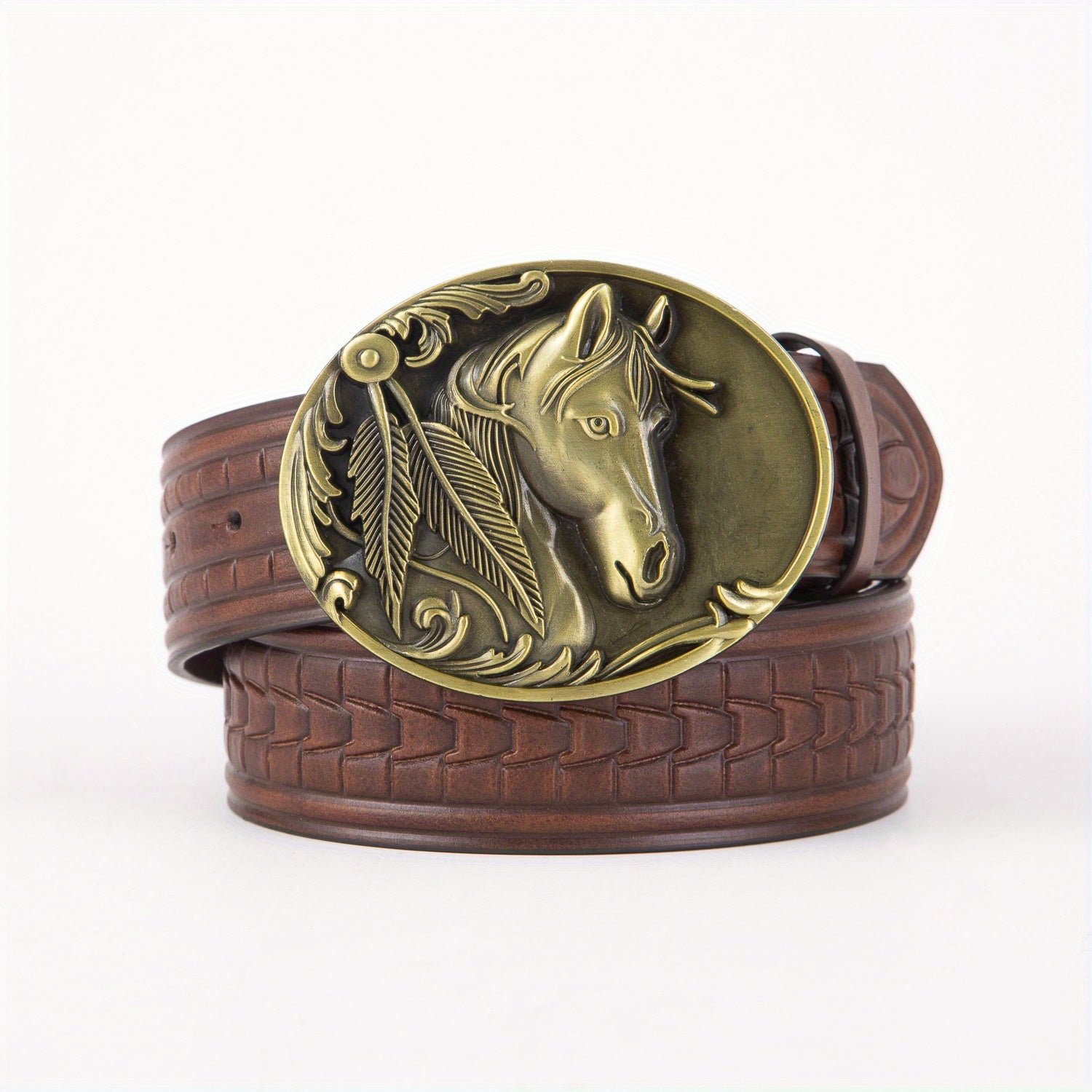 Embossed Punk Style Western Cowboy Leather Belt