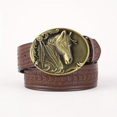 Embossed Punk Style Western Cowboy Leather Belt