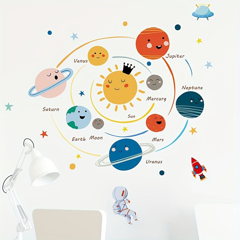 Solar System Cartoon Stickers Waterproof Vinyl Wall Decoration
