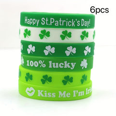 6pcs St Patrick's Silicone Bracelet Lucky Rubber Wristband