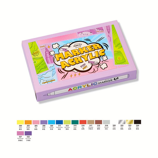 18 Pastel Acrylic Cartoon Doodle Marker Set Strong Coverage