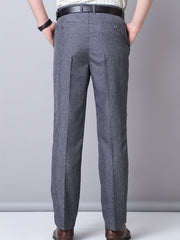 Men's Casual Solid Stretch Flax Dress Pants for Business