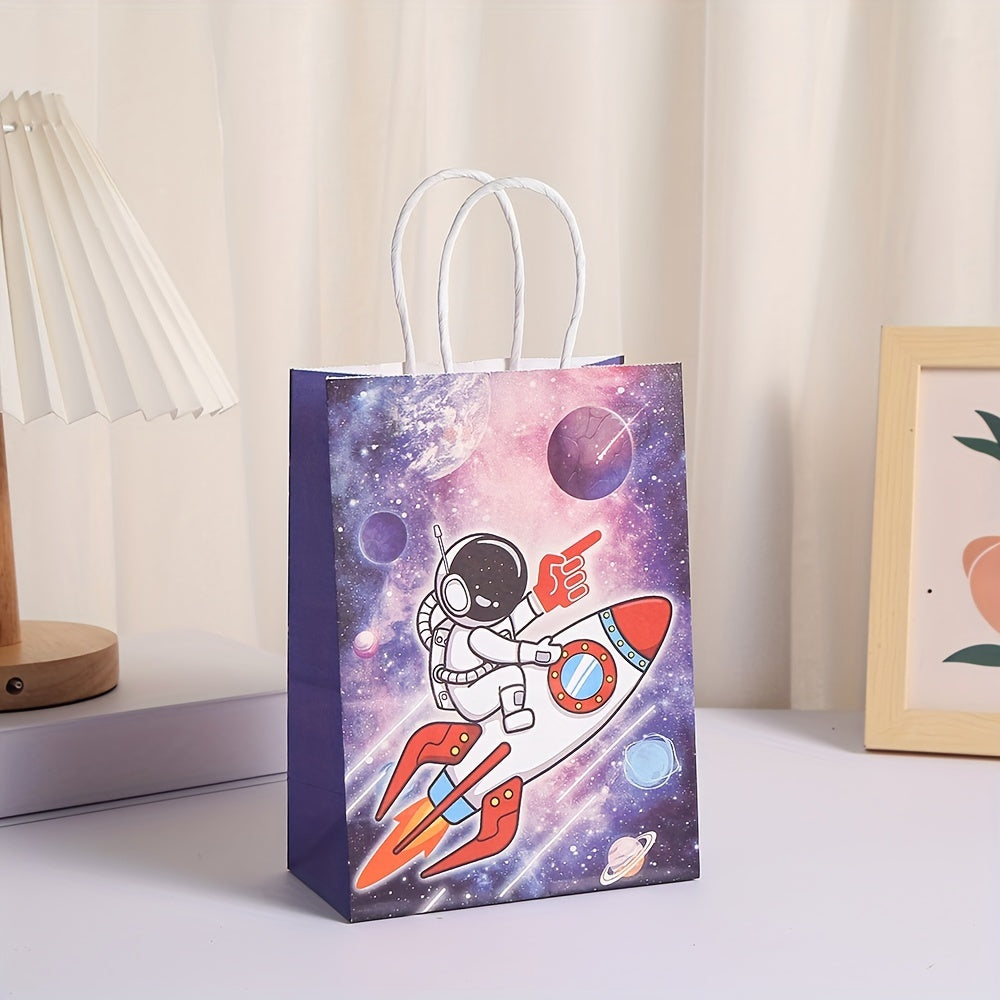 6pcs Spaceman Theme Party Supplies Candy Bag Birthday Gift Wrapping Bags