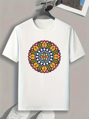 Flower Print Men's Graphic Tee Casual Summer T-shirt