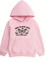 Girls Butterfly Hoodie Comfy Long Sleeve Sweatshirt