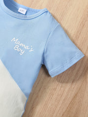 Boys Cotton Colorblock T Shirt & Shorts Set For Leisure Vacation