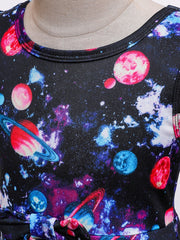 Girls Galaxy Print Sleeveless Dress Kids Clothes
