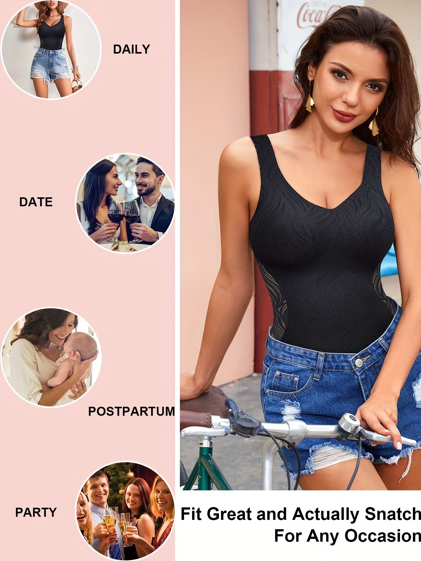 Lace Decor Casual Shapewear Tummy Control Camisole Jumpsuit
