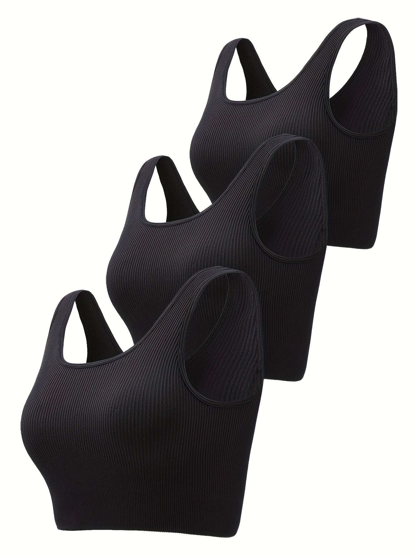 3 Pack Plus Size Seamless Sports Bra Set with Removable Pads