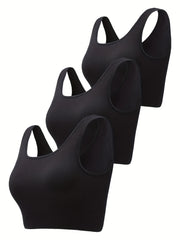 3 Pack Plus Size Seamless Sports Bra Set with Removable Pads