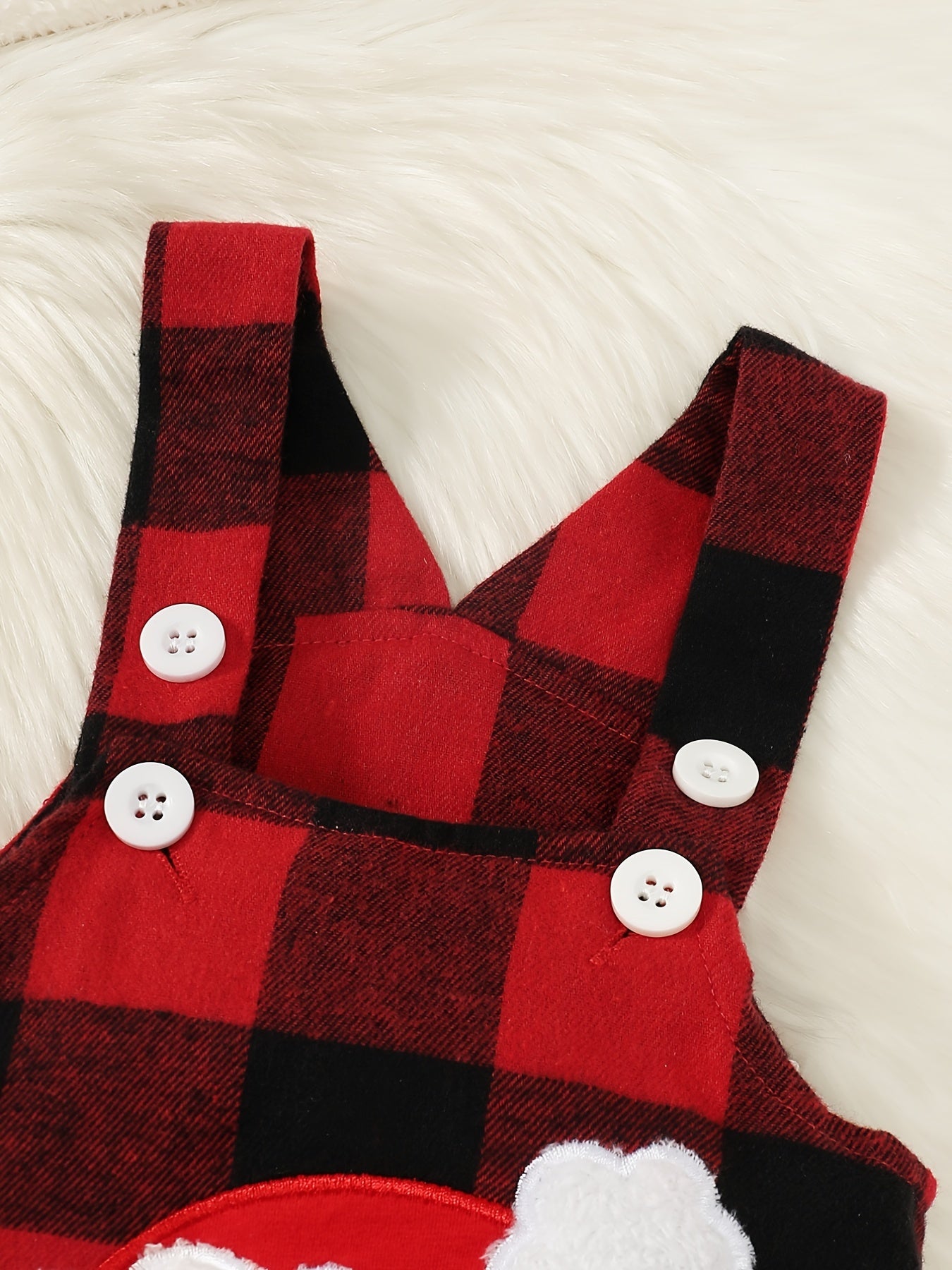 Christmas Santa Claus Plaid Suspender Jumpsuit Baby Boys Set
