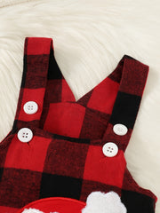 Christmas Santa Claus Plaid Suspender Jumpsuit Baby Boys Set